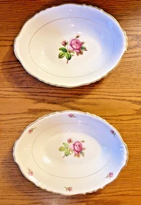 Two (2) Piece Set Syracuse China Rosalie 10" Oval Serving Bowls Federal Shape - Picture 1 of 24