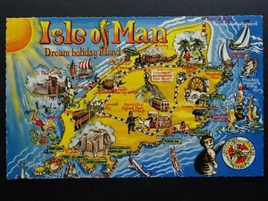 Map Postcard ISLE OF MAN Dream Holiday Island c1960s/70s Postcard - Picture 1 of 2