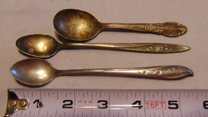 3 ONEIDA/INTERNATIONAL SILVER PLATE TARNISHED CHILD/YOUTH SPOONS "SPRINGTIME"  - Picture 1 of 3