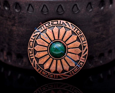 10X Antique Copper Quality Flower Leathercraft Belt Conchos Screwback Dark Green - Image 1 of 4