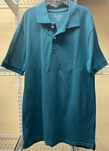 Childrens Place Short Sleeve Green African Rainforest Polo Shirt Sz L 10-12 New - Picture 1 of 11