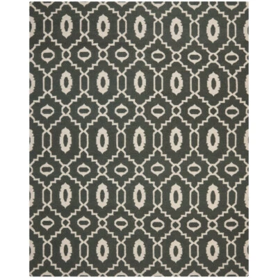 SAFAVIEH Dhurries DHU205C Handwoven Charcoal / Ivory Rug - Image 1 of 4
