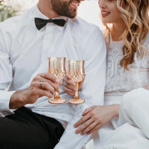 Bodas Copas de Vino Reutilizables Cóctel Elegante Plástico para Fiestas Set - Imagen 1 de 20