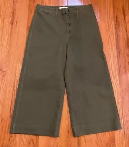 Madewell Women’s Emmett Wide Leg Crop Sage Green Button Closure Pants Size 30 - Picture 1 of 4