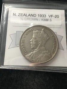 1933 New Zealand; 1/2 Crown, Coin Mart Graded**VF-20** KM# 5 - Picture 1 of 8