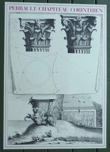 Litografía offset de la Orden de Corinto•Grabado de Claude Perrault (1684) 24x33 - Imagen 1 de 3
