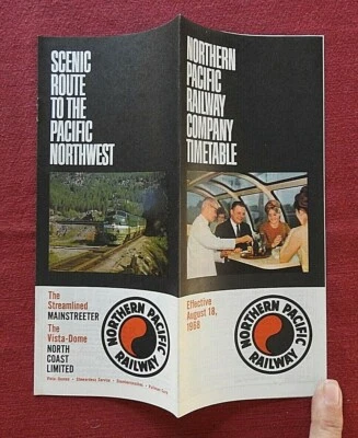 1968 NORTHERN PACIFIC RAILROAD RAILWAY TRAIN TIMETABLE BROCHURE VISTA-DOME NICE - Image 1 of 4