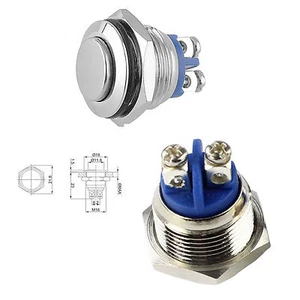 1 pieza 16 mm Anti-Vándalo Momentary Metal Botón Interruptor Elevado Parte Superior para Box Mods - Imagen 1 de 1