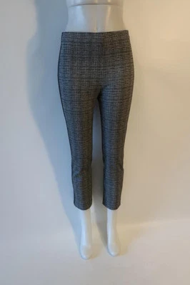 Calça Gingham Feminina Bailey 44 Preta, Branca com Listras Laterais de Couro Sintético P - Imagem 1 de 4