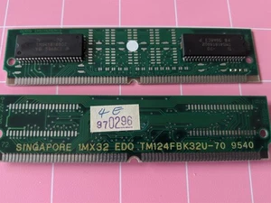 8MB 2x4MB 72pin Simm EDO 70ns TEXAS INSTRUMENTS TI TM124FBK32U-70 Ram Kit - Picture 1 of 5