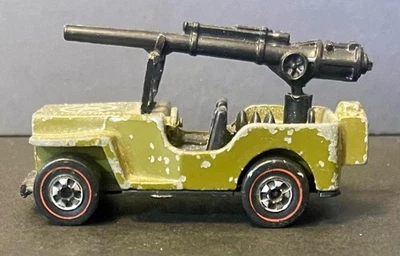 1970 Vintage Hot Wheels Redline U.S. Army Jeep Gunslinger Olive Green Hong Kong - Image 1 of 4