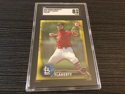 2016 Bowman Prospects Yellow Jack Flaherty #BP89  SGC 8 - Image 1 of 3