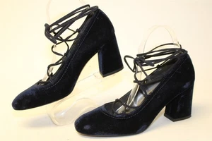 Stuart Weitzman Womens Size 7 M Velvet Ankle Tie Heeled Pumps Spain Made Shoes - Picture 1 of 24