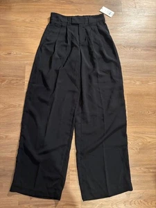 A New Day NWT Black Pleated Wide Leg Pants Hi Rise Size 2 - Picture 1 of 6