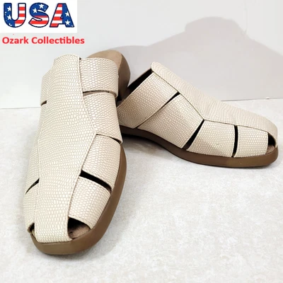 Aerosoles Slip On Sandals Women's SZ 7M Beige 1" Heel Vegan - Image 1 of 4