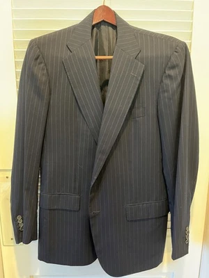 Abrigo deportivo Kiton Wilkes Bashford azul marino a rayas 52 hecho en Italia 100 % lana Foto 1 de 2