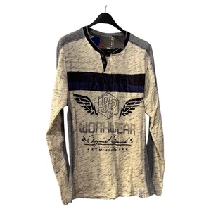 Oxygen 1993 Long Sleeve Henley Shirt Mens L Graphic Tee NWT - Picture 1 of 3
