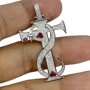 925 Sterling Silver Pendant Round Simulated Cz 3mm Cross Gemstone Jewelry - Picture 1 of 13