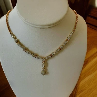 COLLAR ESTILO Y BODA VINTAGE AÑOS 80 LOGO CISNE EMMA CRISTALES DE SWAROVSKI DORADO Foto 1 de 4