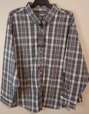 Van Heusen Stain Shield  Gray Plaid Shirt 3XL Wrinkle Resistant NWT MSRP -$70 - Image 1 of 4