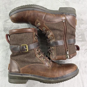 Botas impermeables UGG para mujer talla 8 cuero marrón lana encaje hebilla con cremallera lateral - Imagen 1 de 10