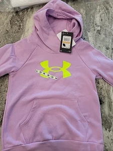 Under Armour Girls Rival Fleece Logo Hoodie  Purple Youth Small - Picture 1 of 6