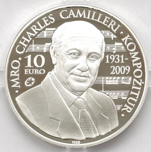 MALTA 10 EURO 2014 CHARLES CAMILLERI SILVER PROOF - Picture 1 of 2