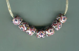 African Trade beads Vintage Antique Venetian glass 7 very light pink fancy beads - Picture 1 of 2