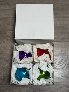 Set 4 Decorazioni Natalizie Delicate in Vetro Soffiato Multicolore 10 cm - Foto 1 di 6