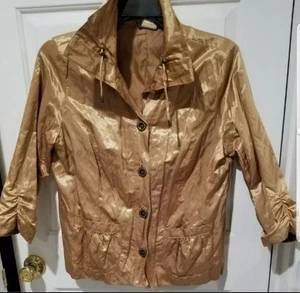 Chaqueta con botones metálicos dorados Ruby Rd con cuerdas de corbata, bolsillos mangas fruncidas talla 14 - Imagen 1 de 10