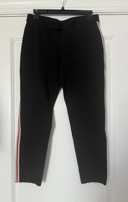 Lauren Ralph Lauren Womens Black Pants Stretch Red White Stripe Ankle Length M - Image 1 of 4