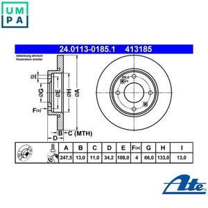 2x BRAKE DISC 24.0113-0185.1 FOR PEUGEOT 206+ 306/Hatchback/Van CITROEN 1.4L - Picture 1 of 10