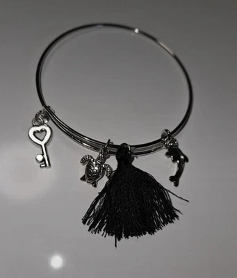 Bracciale donna rigido con ciondoli charms braccialetto Colore Argento 0245 - Immagine 1 di 2