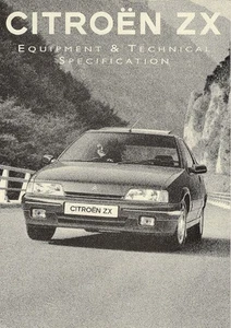 Citroen ZX Specifications 1993-94 UK Market Foldout Brochure - Picture 1 of 2