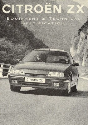 Citroen ZX Specifications 1993-94 UK Market Foldout Brochure  - Image 1 of 2