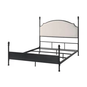 Furniture of America Platform Bed 79.13 in. W Fabric Frame Upholstered King Gray - Picture 1 of 7
