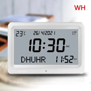 FAJ-113 Automatic Digital 8 Azan Prayer Sounds Islamic White Clock - Picture 1 of 4