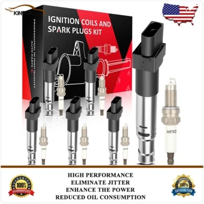 Ignition Coil & Iridium Spark Plug For Audi TT Quattro 3.2L 2004-2006 2008-2009 - Image 1 of 4