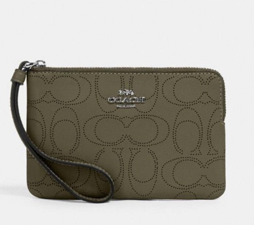 Bracciale Coach con zip angolare nuovo con etichetta in pelle firmato