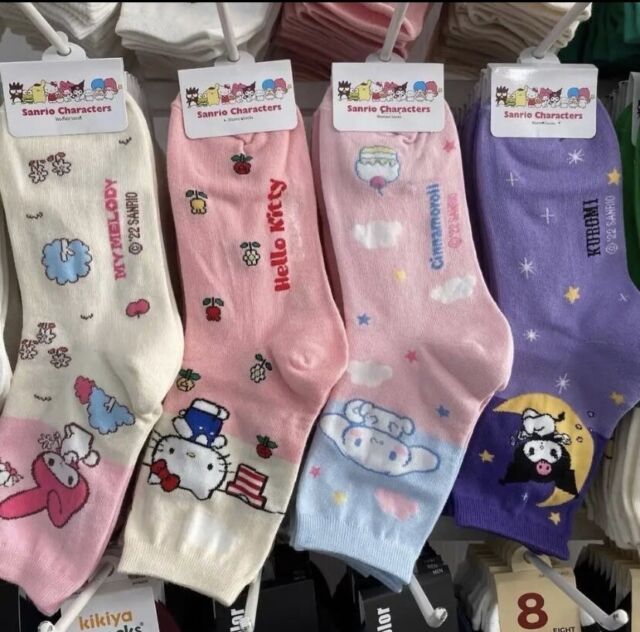 CUSTOMONACO Womens Sanrio Characters Cartoon Novelty Socks (Juicy Pang Pang  8 Pairs) One Size : Clothing, Shoes & Jewelry 