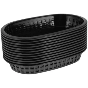 12Pcs Fries Basket Practical Storage Trays Plastic Fruit Dish Appetizer Tray - Picture 1 of 12