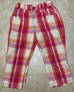2012 Strawberry Shortcake Size 6 Girls Pink Plaid Pants/Capri - Picture 1 of 8