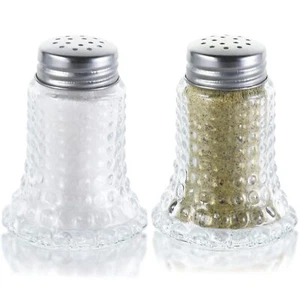 Salt and Pepper Shaker Glass Set Retro Spice Shakers for Dining Room Table Ki... - Picture 1 of 7