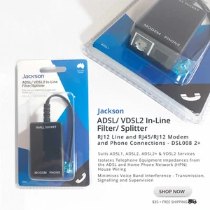 Teléfono módem divisor filtro Jackson ADSL VDSL2 ADSL1 ADSL2 ADSL2+ AT FIL01 - Imagen 1 de 5