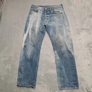 VTG Levis Jeans Men 32x32 Faded Blue 501 Denim Straight Button Fly Batwing Y2K  - Picture 1 of 18