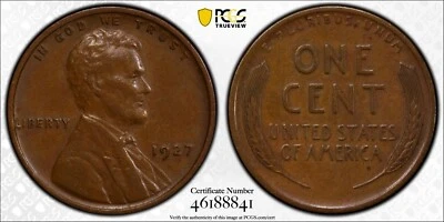 1927 United States Lincoln penny PCGS XF45 Cert# 46188841 - Image 1 of 3