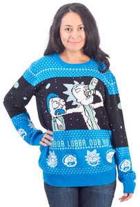 Rick and Morty Wubba Lubba Spaceship Christmas Sweater - Picture 1 of 3