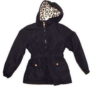 Steve Madden Black Jacket Animal Print Fleece Lining Girls Sz 5/6 - Picture 1 of 4