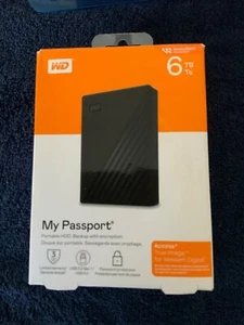 WD 6TB My Passport Portable External Hard Drive HDD-WDBR9S0060BBK-WESN. NEW - Picture 1 of 3