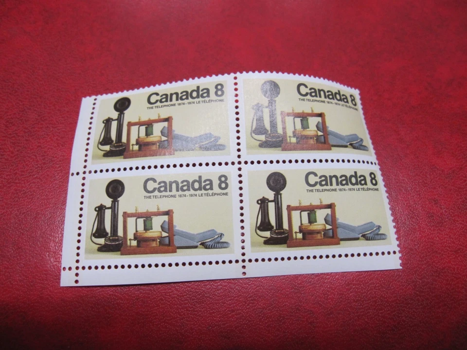 Canada Unitrade #641 8c TELEPHONE CENTENARY LL BLANK BLOCK MNH - Image 1 of 1